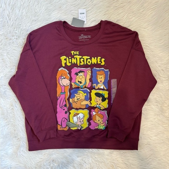 The Flintstones Women's Graphic Maroon Sweatshirt Size X- Large New With Tags - Picture 8 of 8